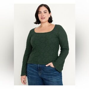 Dark Green Floral lace Long Sleeve Top